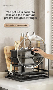 Kitchen Knife Holder Wall Mounted Multifunctional Storage Rack Countertop Cutting Board Rack Cage Tool Storage Rack