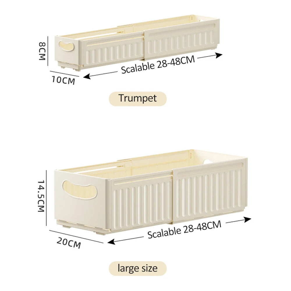 Kitchen Storage Box Retractable Multifunctional Storage Basket Cabinet Desktop Snack Spice Storage Box Fridge Kitchen Organizer