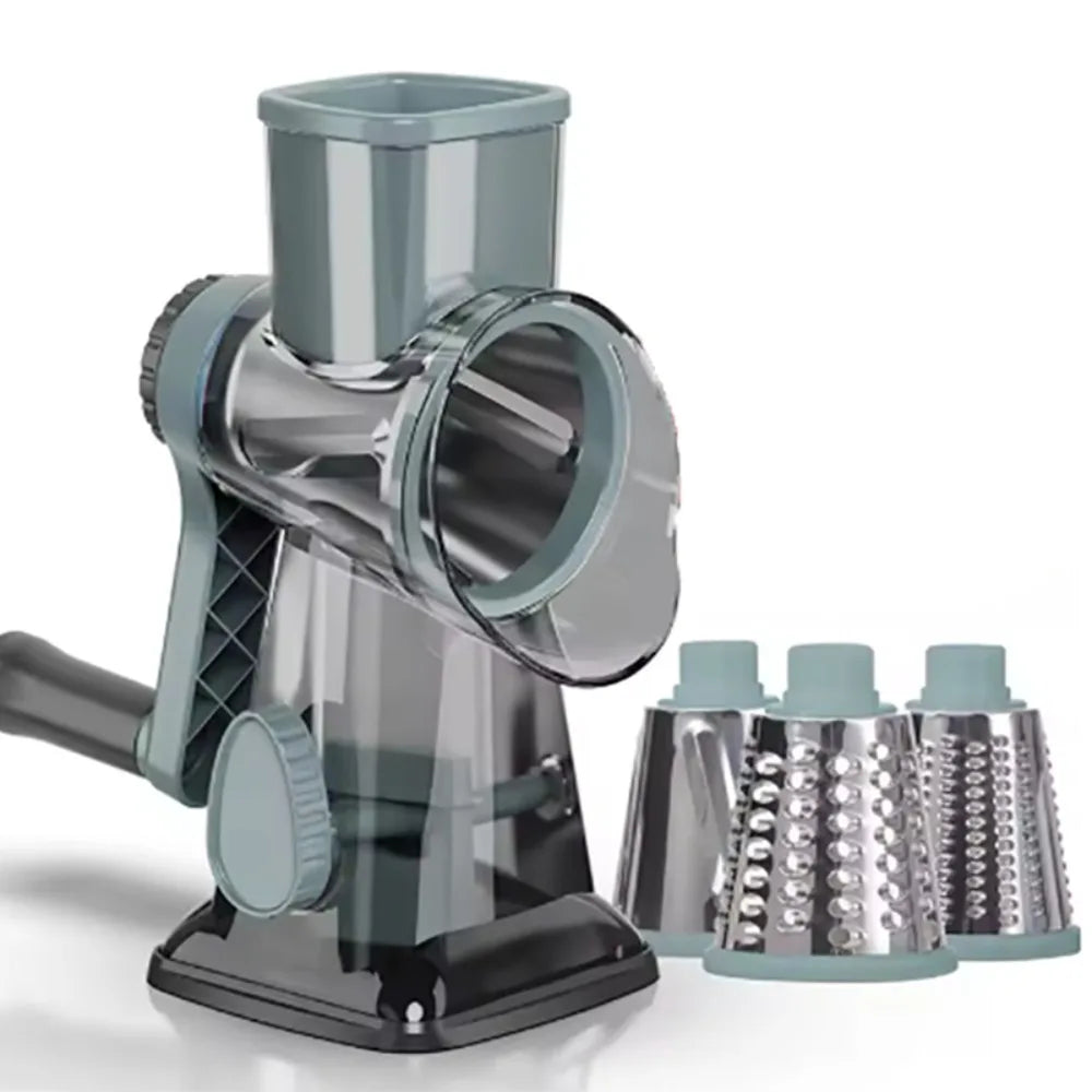 Kitchen Gadget 3 in 1 Hand-Crank Vegetable Slicer Labor-saving Plastic Rotary Cheese Grater Manual Vegetable Shredder Carrots