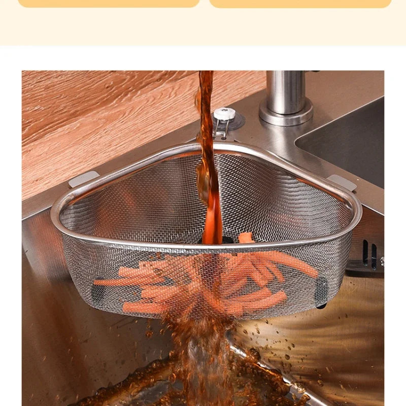 Kitchen Tools Stainless Steel Sink Drain Basket Triangle Food Filter Organizer Shelf Rack Drainier Household Accessories