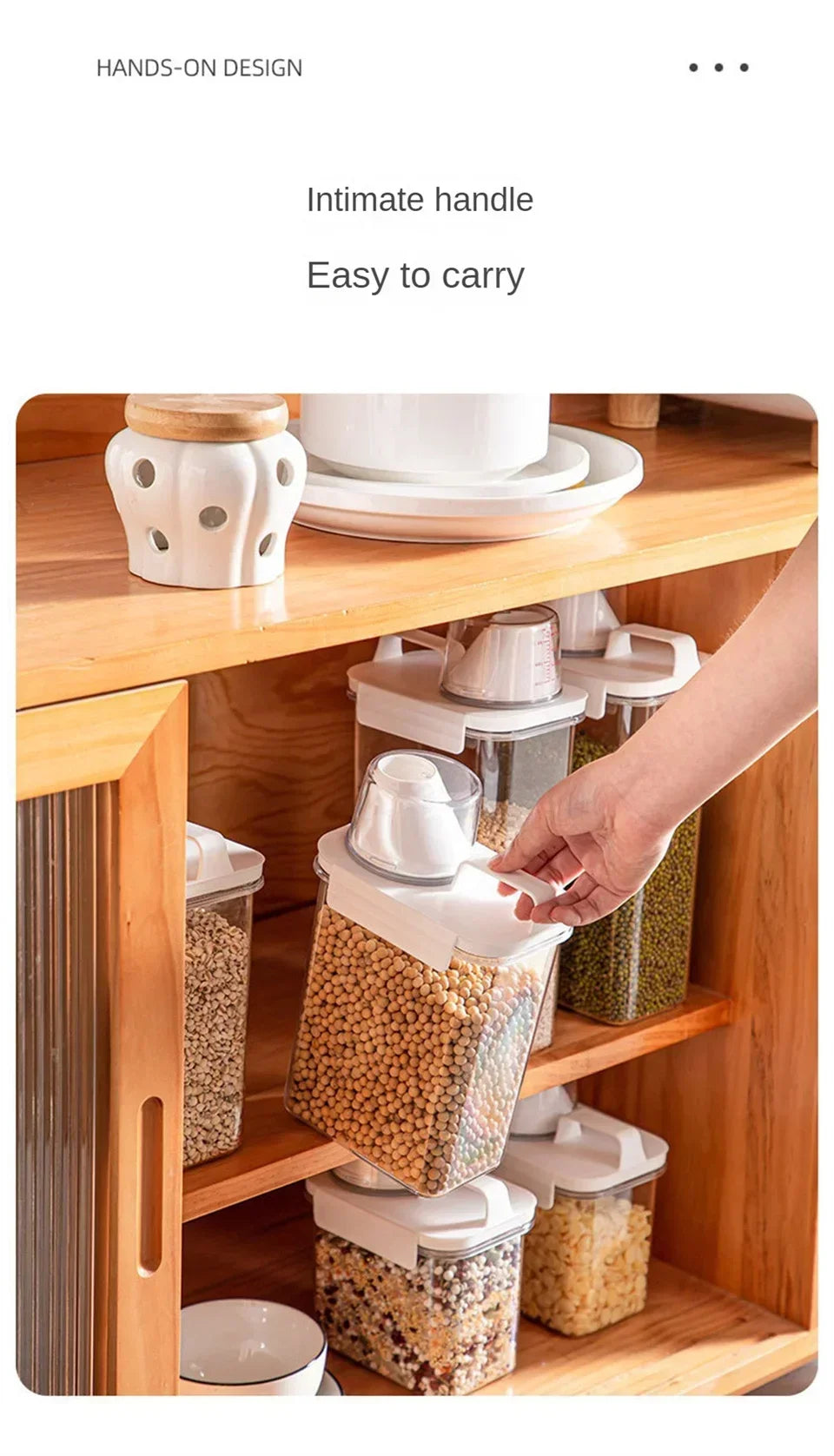 Food Storage Containers  with Measuring Cup Moisture-proof Powder Cereal Storage Tank Detergent Plastic Airtight Kitchen Items