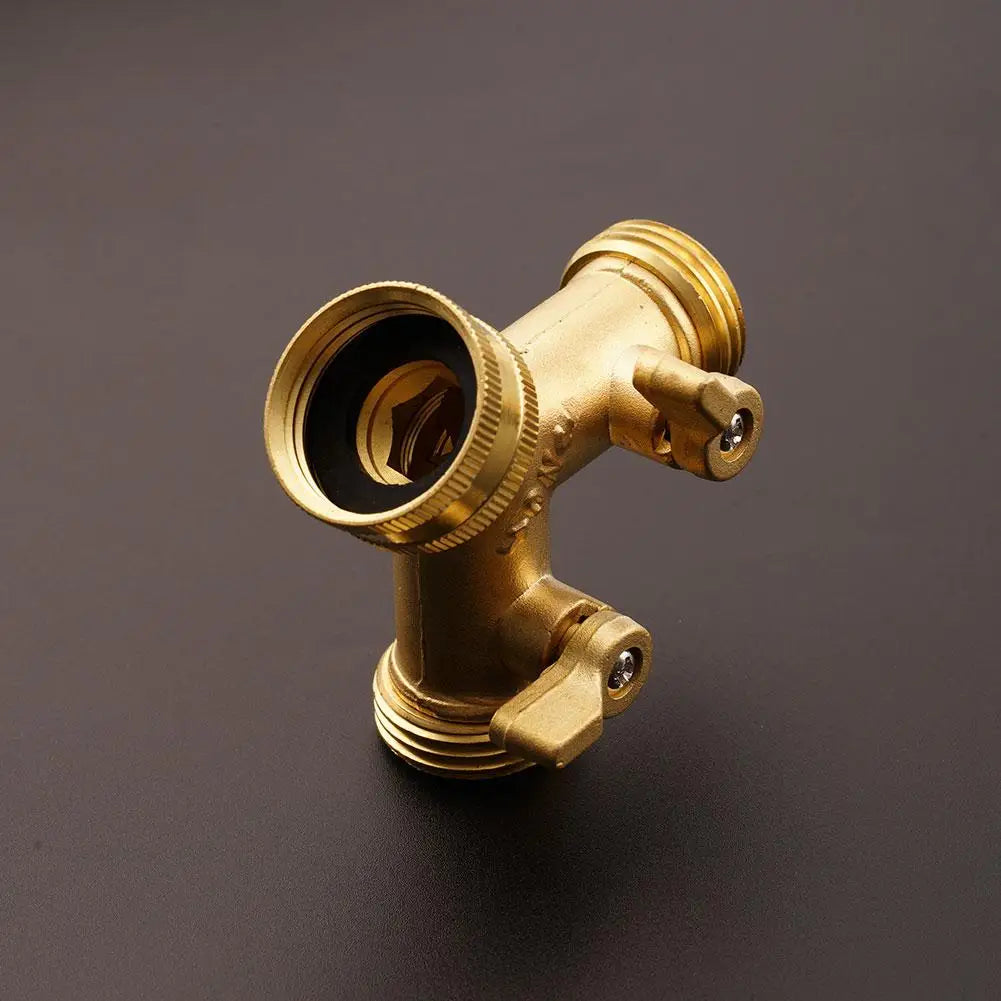 Garden Tools Copper Connector Copper 3/4 Garden Hose Water Y-tee Faucet Splitter Adjustable Control Splitter Flow Connector
