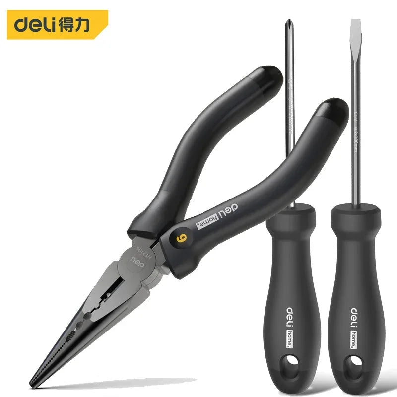 Deli new tool set household home series household screwdriver tape wrench vice tape art knife raw material belt tool collection