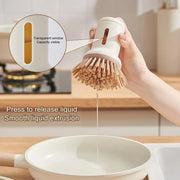 Kitchen Pot Brush for Home Use Long Handle Rotating Dish Washing Scrubber with Liquid Dispenser Easy Clean Pan and Bowl