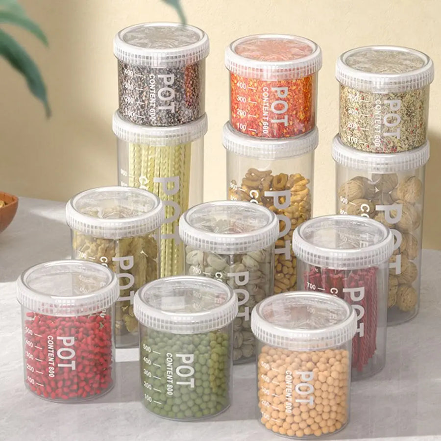 Large Capacity Kitchen Food Storage Canisters Transparent Plastic Grain Fresh Preservation Box Multigrain Organizer Household
