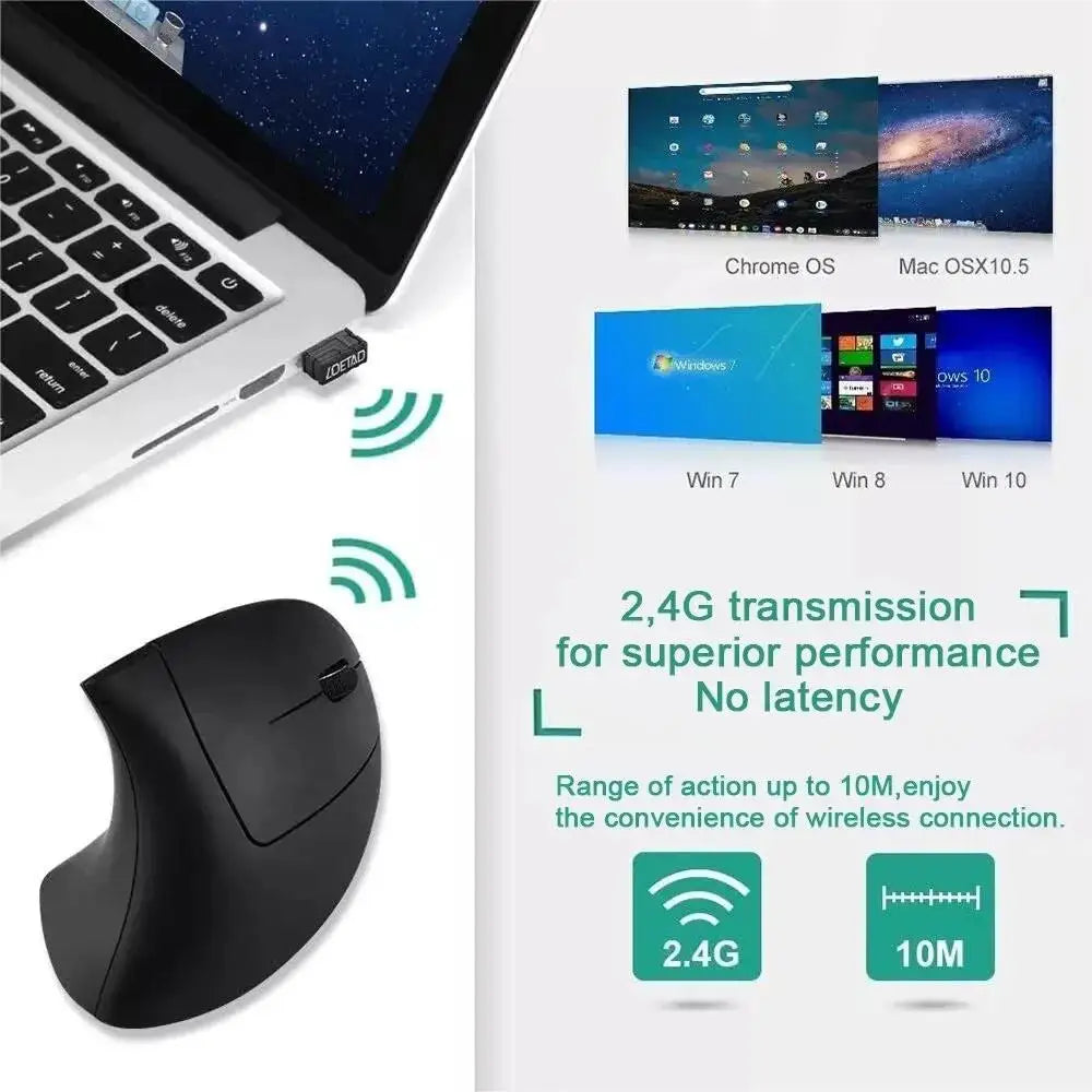 Wireless Bluetooth Vertical Mouse 800/1200/1600 DPI 6 Button Personalised Side Grip Ergonomic 2.4G Mute Gaming PC Computer Mouse