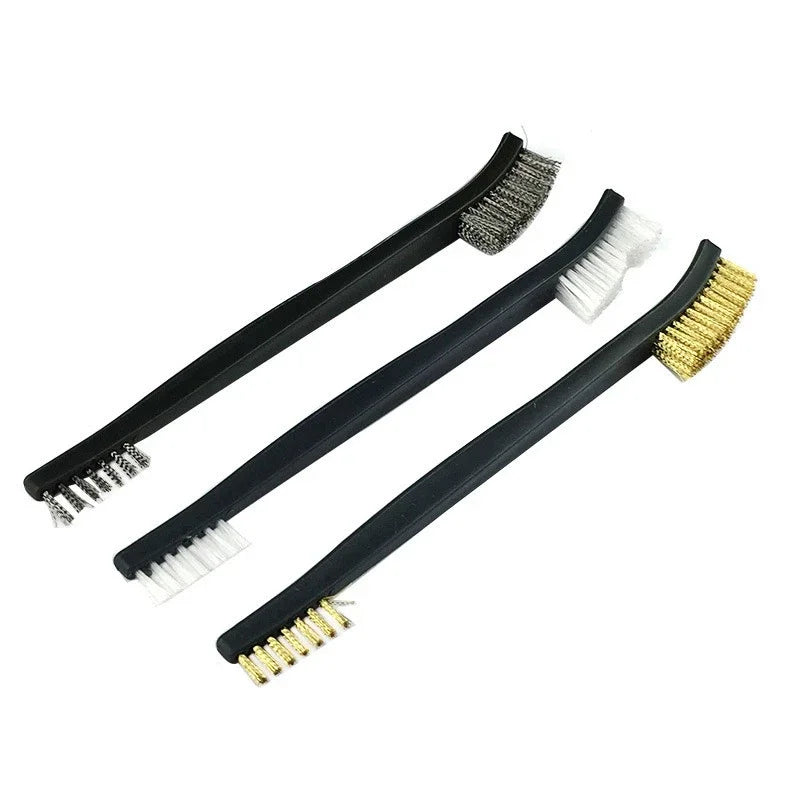 Cleaning Tool Double-end Mini Wire Brush Set Stainless Steel Brass Nylon Cleaning Polishing Detail Metal Rust Brush
