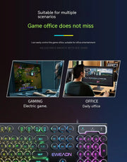 Eweadn GX330 Wired Keyboard Mouse Set Retro Punk ABS Keycaps Gaming Keyboard Mouse Headphones family Office PC Gamer Laptop Gift