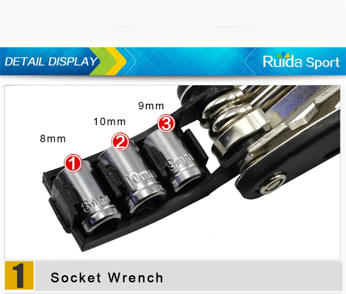 Bicycle Repair Tools Kit, Hex Spoke, Cycling Screwdrivers Tool, Tyre Lever, Allen Wrench, Mountain Bike Multitool