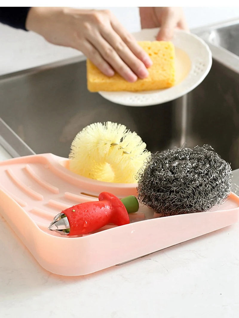Kitchen Sink Corner Drain Basket Shelf Fruit Vegetable Drain Basket Sink Drain Rack Sponge Holder Organizer Kitchen Accessories