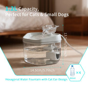 Cat Fountain 1.2L/42.23fl oz Cat Water Dispenser Pet Drinking Fountain, USB Powered - Suitable for Cats/Small to Medium Dogs