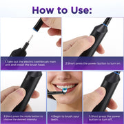 Smart Timer Rotating Electric Toothbrush, 5 Modes Teeth Cleaning Setting , Electric Teethbrush with 4 Teethbrush Round Heads