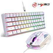 68-key gaming keyboard and mouse kit RGB backlit portable game wired membrane keyboards wireless mice mause for Home office
