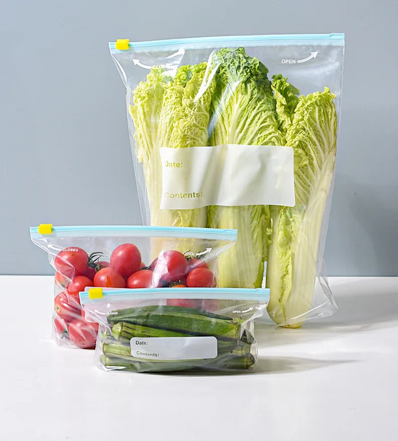Reusable Storage Bags, Zipper Lock Bags, Food Grade Transparent Storage Bags