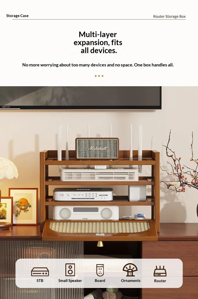 Living Room Wi-Fi Router Storage Rack, Home Tv Storage Box, Multi-Tiered Storage Rack, Office Storage Rack