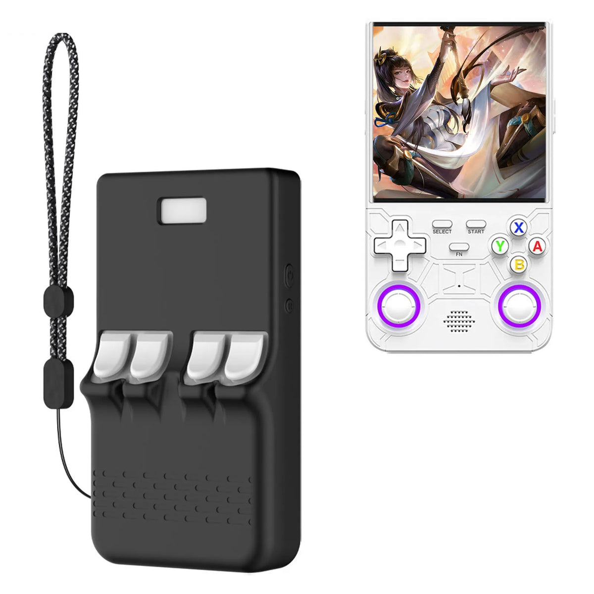 Games Console Soft Cover for R36 Ultra Gaming Accessories Against Scratch and Drop-Black Silicone Protective Case with Lanyard