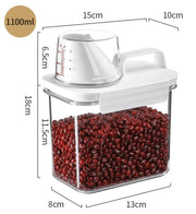 Food Storage Containers  with Measuring Cup Moisture-proof Powder Cereal Storage Tank Detergent Plastic Airtight Kitchen Items