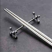 Kitchen Gadget Barbell Shape Chopstick Pillow Stainless Steel Japanese-style Spoon Holder Electroplate Fork Stand Dining Table