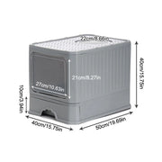 Cat Litter - Box With Scoop, Large Foldable Litter Box With Lid, Front Entry Top Exit Kitty Box, Odor Control