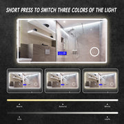 Smart Bathroom Mirror, Toilet, Washroom, Wall Mounted, LED Light Mirror, Anti Fog, Defogging, Bathroom Mirror, with Time Display