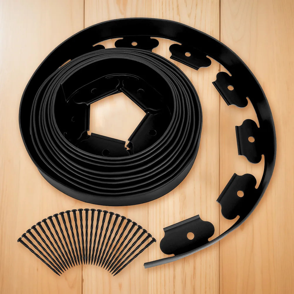 10M Landscape Edging Kit Fixed Garden Barrier Lawn Grass Plastic Edging Border Edging Garden Edging Coil for Lawn Yard Pathway
