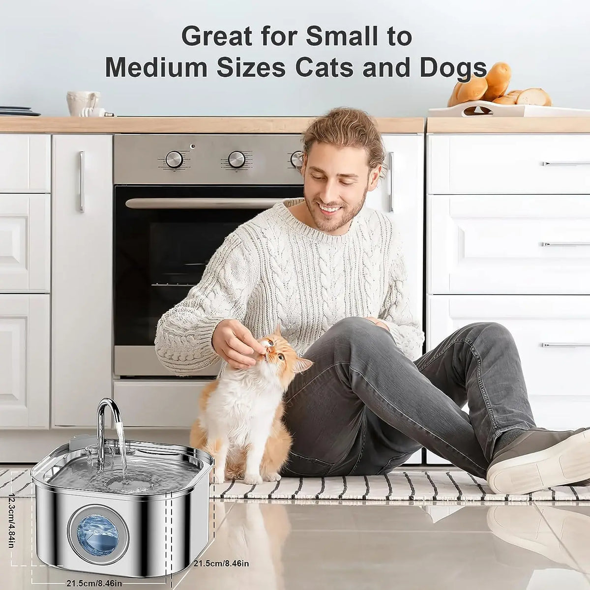 Cat Water Fountain 3.2L Stainless Steel Pet Water Fountain Dog Water Dispenser Automatic Cat Fountain Dog Bowls Cat Products