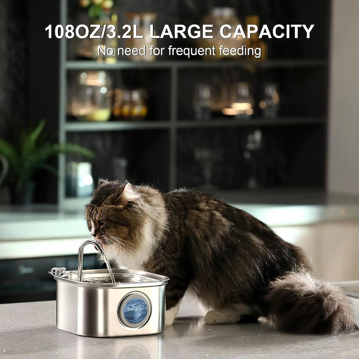 Cat Water Fountain 3.2L Stainless Steel Pet Water Fountain Dog Water Dispenser Automatic Cat Fountain Dog Bowls Cat Products