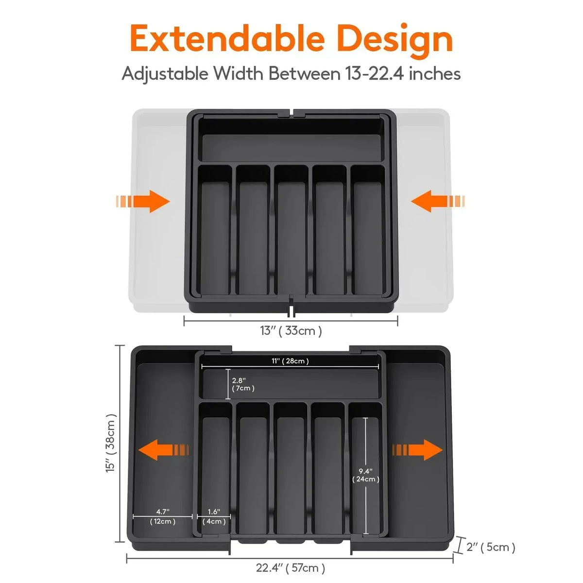 Kitchen Organizer Tray Adjustable Pantry Organizer Utensil Cutlery Drawer  for Silverware Tableware Expandable Kitchen Drawer