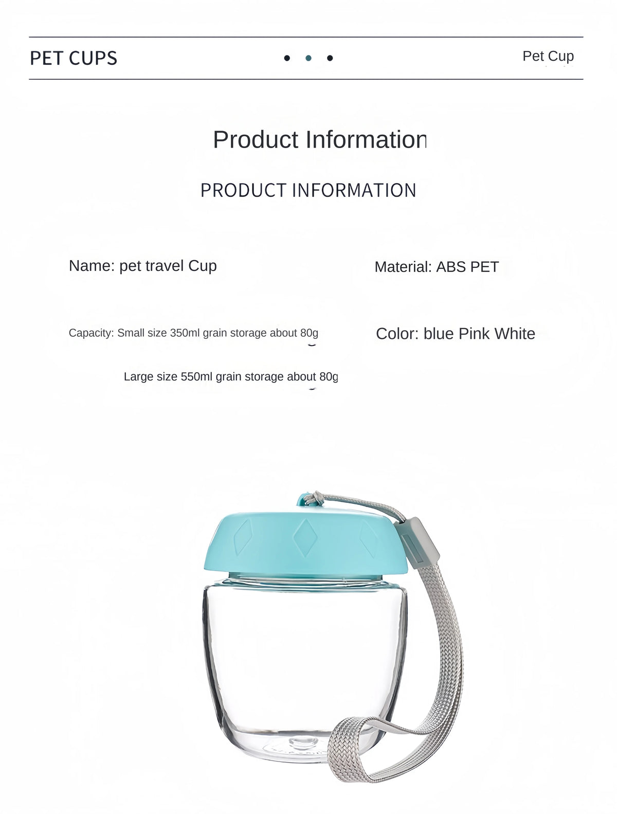Dog Cat  Portable Feeding and Watering Supplies Portable Food Grade Material Dog Travel Pet Water Cup Bottle With Food Dispenser