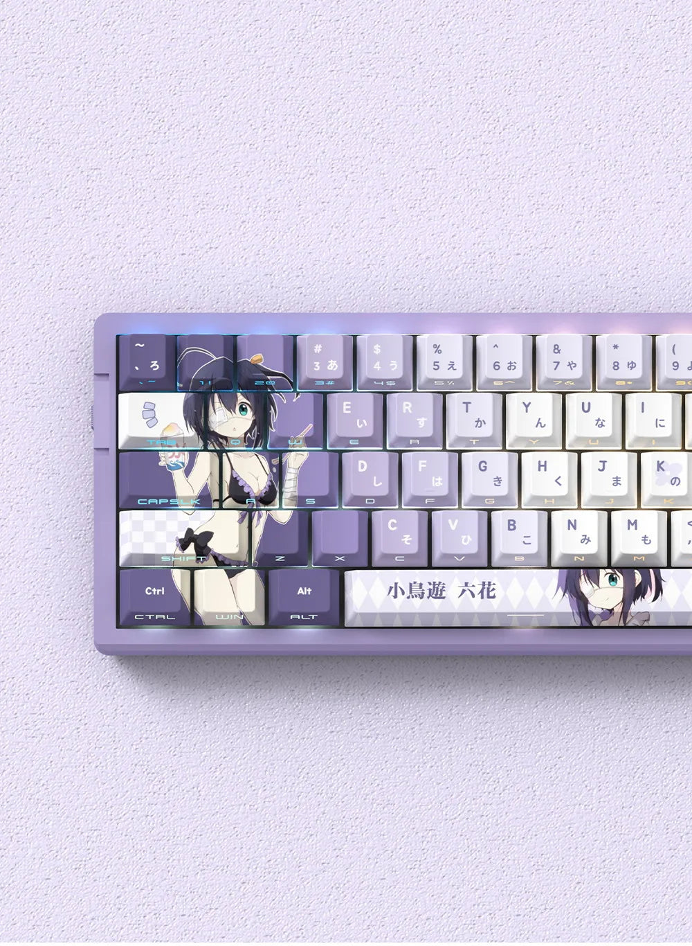 Anime Gaming Keyboard Keycaps 129 Key Set Pbt Material Five-Sided Heat Sublimation Transparent Side-Engraved Mechanical Keyboard