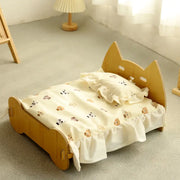 Wooden Cat Bed Keep Warm Rest Cat Kennel Removable and Washable Four-season Cat Bed Cute Wooden Shape Sleeping Pet Products