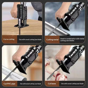 Power Tool Package for Cutting, Wood, PVC, Steel Pipe with Reciprocating Saw and Electric Drill Adapter