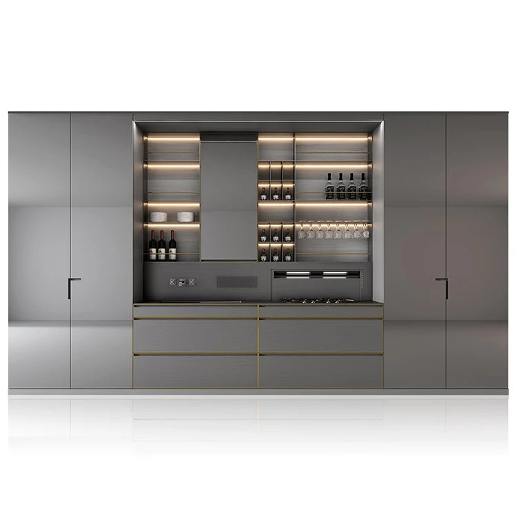 Kitchen Full Set Modern Smart Outdoor Stainless Steel  with Built-in Refrigerator and BBQ Grill for Home and Garden