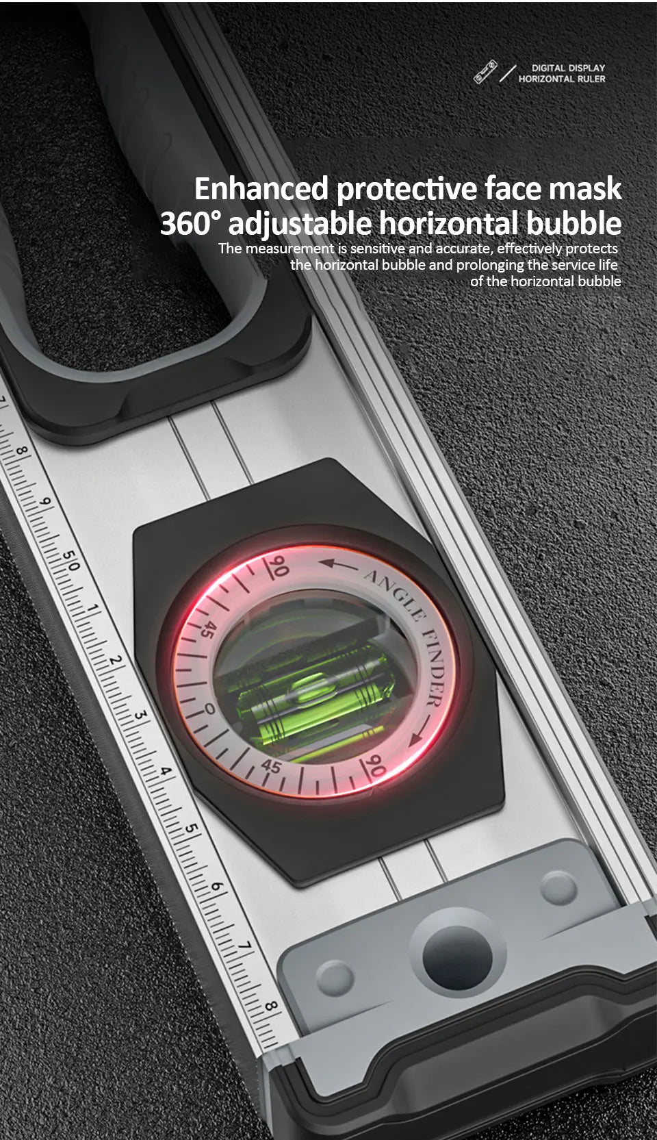 20-50cm Digital Spirit Level and Protractor Magnetic Spirit Level Bubble Level Aluminum Alloy Body Smart Level with Carrying Bag