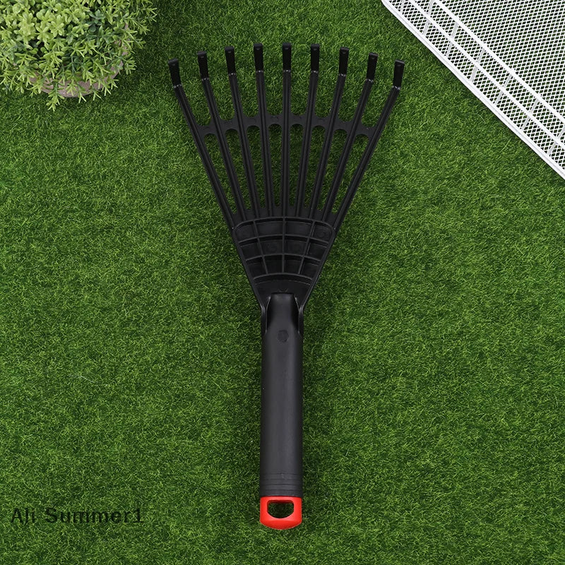 【E】1Pc Garden Grass Leaf Rake Plastic Rake Gardening Rake Lawn Hand Tool With Handle Tool For Garden Maintenance Plant Care