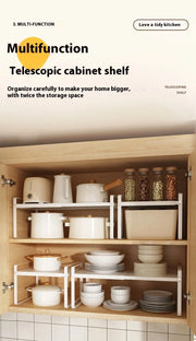 Kitchen Storage Layered Shelf Microwave Rack Standing Countertop Retractable Condiment Oven Organizer Kitchen Accessories