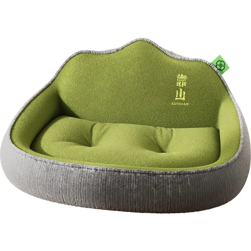 New dog bed with increased height and thickness, leaning against the mountain bed and pillow for neck protection, pet bed for sl