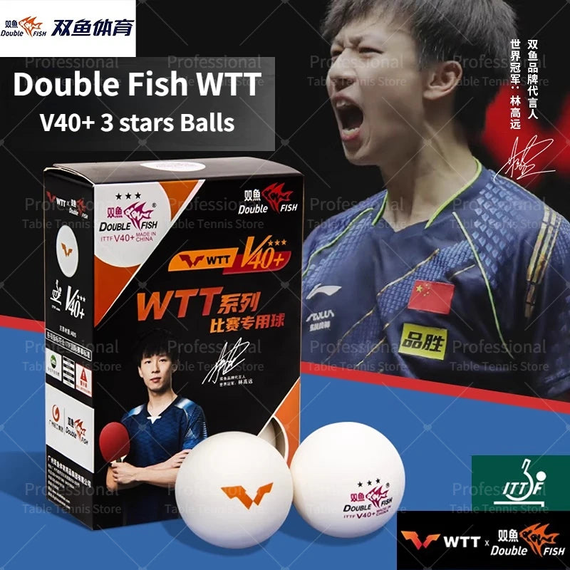 Double Fish WTT 3 Star Table Tennis Ball (WTT Official Ball) Original Double Fish 3-Star Ping Pong Balls ITTF Inproved
