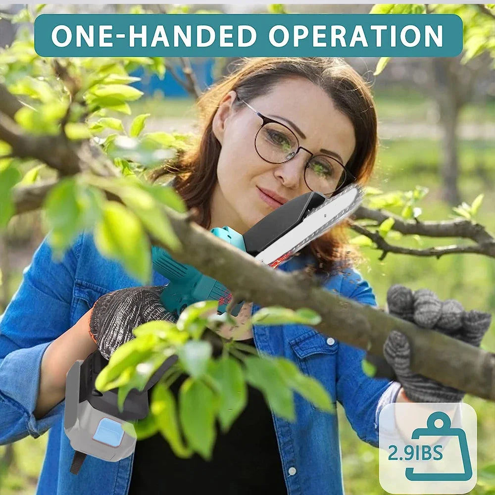 1700RPM 6 Inch Mini Cordless Li-ion Chainsaw One Hand Portable Electric Tree Wood Cutter Pruning Garden Power Tool for Makita