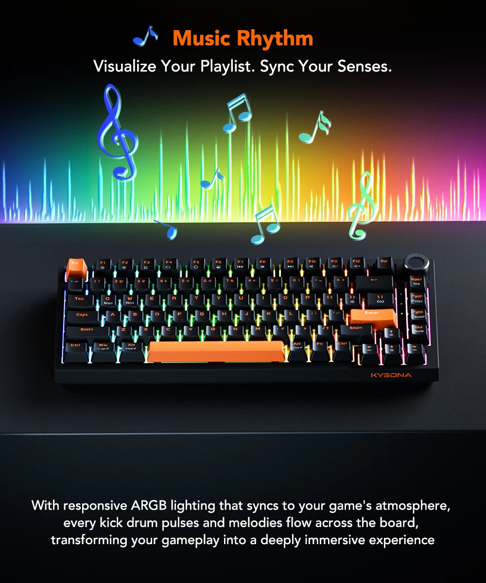 KYSONA KM82 HE Wired Gaming Keyboard Magnetic Switch 75% 82 Key 8000Hz Polling Rate PBT Ultra-Precision 0.005mm RGB For Gamer