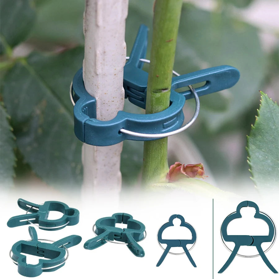 10pcs/set Green Garden Plant Fixed Clips Garden Tools for Greenhous Vegetables Stem Vines Grape Clamp Support Straighten Stems