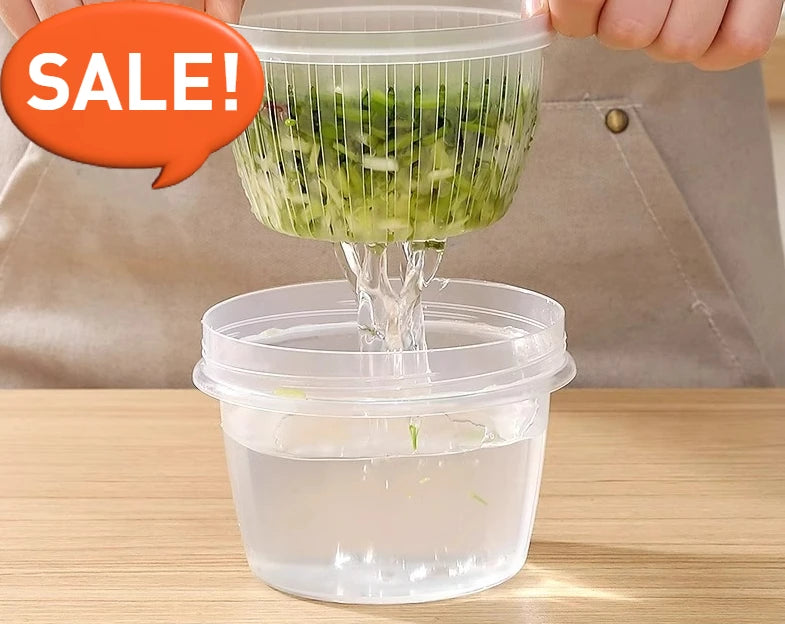 Kitchen onion, ginger, garlic circular storage box, household portable refrigerator with lid, fruit storage box, food drain box