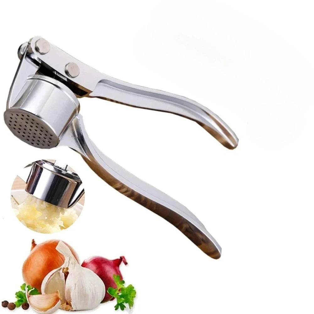 Kitchen Gadgets Garlic Press Stainless Steel Garlic Mincer Garlic Peeler and Cleaning Brush Ginger Peeler Household Tools
