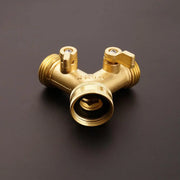 Garden Tools Copper Connector Copper 3/4 Garden Hose Water Y-tee Faucet Splitter Adjustable Control Splitter Flow Connector