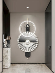 Modern Home Decor Plug in LED Light Wall Clock New Living Room Decoration Abstract Geometric Hanging Painting with Clock
