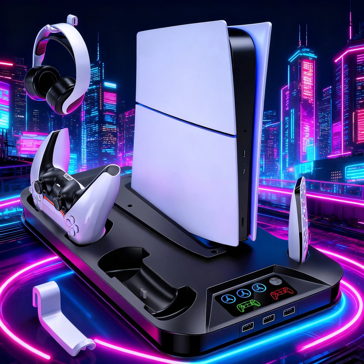 for PlayStation 5 Console Cooling Station With Dual Controller Charging Station for PS5/PS4/Slim/Pro Charger Built-in