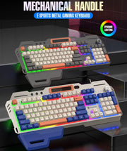 Gaming Keyboard Spanish Russian Arabic Keyboard 100% Layout RGB Backlight Gamer Keyboard Volume Knob Wired K90 104 Keys Hand Sup