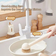 Kitchen Pot Brush for Home Use Long Handle Rotating Dish Washing Scrubber with Liquid Dispenser Easy Clean Pan and Bowl