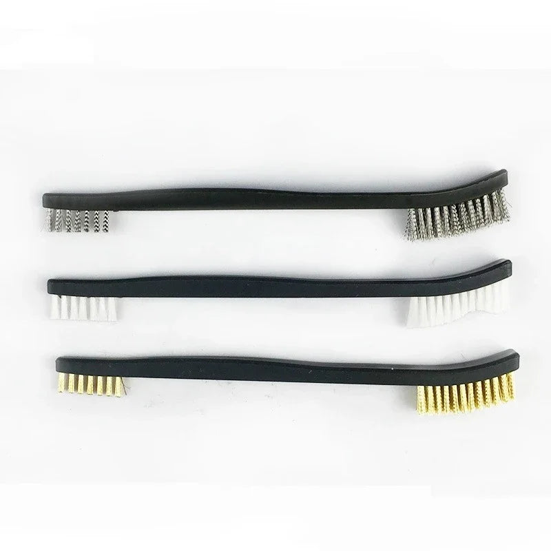 Cleaning Tool Double-end Mini Wire Brush Set Stainless Steel Brass Nylon Cleaning Polishing Detail Metal Rust Brush