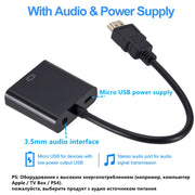 1080P HDMI-compatible To VGA Adapter Converter with Audio Power Supply for PS4 Desktop PC Laptop TV Monitor Projector Computer